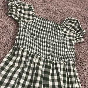 Christmas green gingham romper